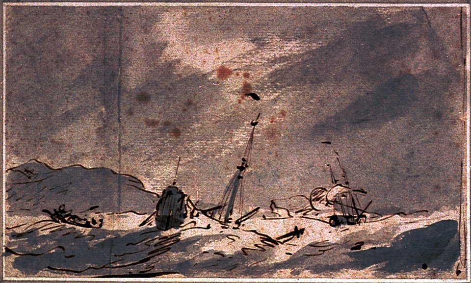 A ship dismasted in a gale near a high coast RMG PV5282