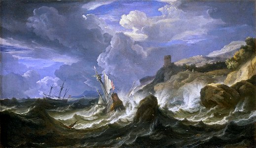 A Ship Wrecked in a Storm off a Rocky Coast RMG BHC0883
