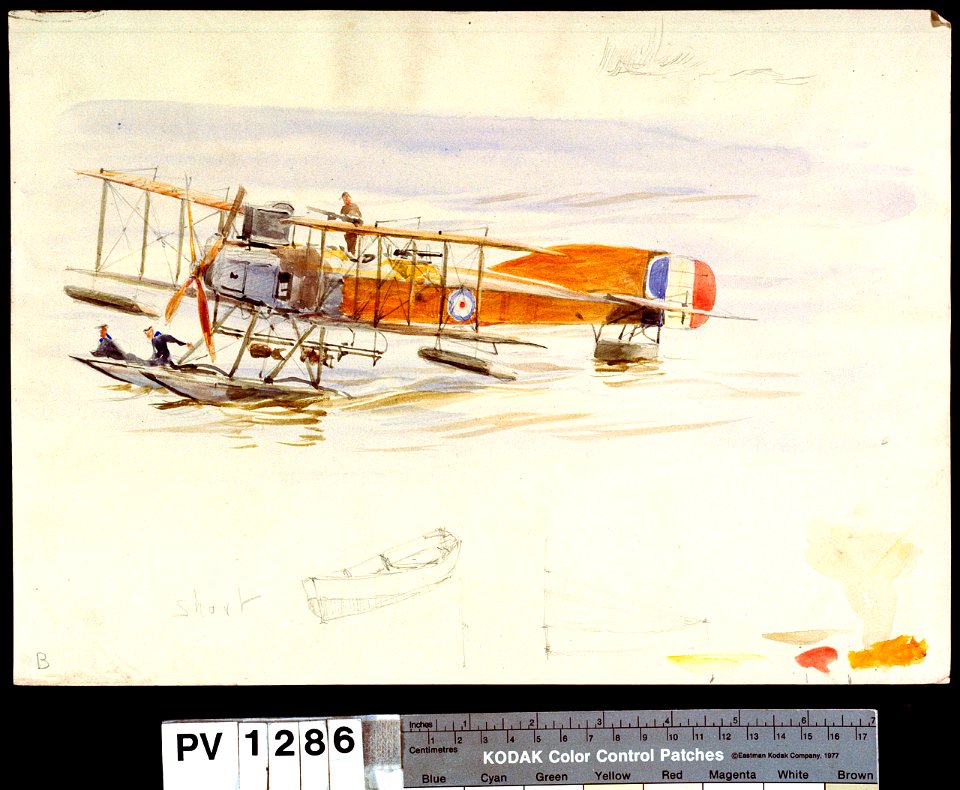 A Short Type-184 seaplane of the Royal Naval Air Service, afloat, possibly at Calshot RMG PV1286