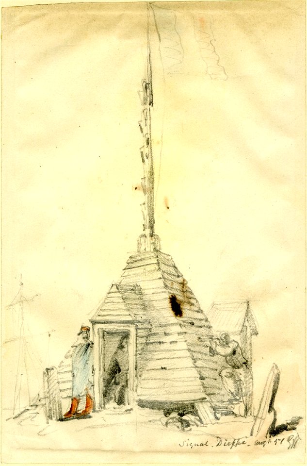 A signal tower at Dieppe by George Hayter