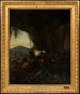 A Shepherd and Cattle in a Cave (Willem Romeyn) - Nationalmuseum - 17597