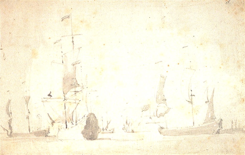 A ship getting under way and others before a light breeze RMG PV5217