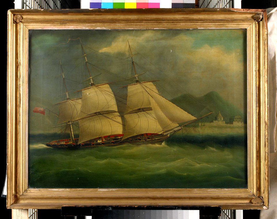 A sloop-of-war close-hauled in a breeze RMG BHC1122