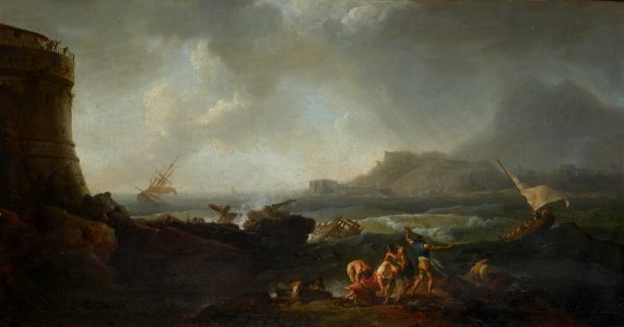 A Shipwreck in Stormy Seas by Adrien Manglard