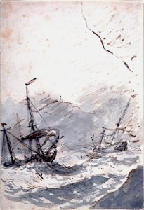 A ship driving ashore in a gale RMG PV5345