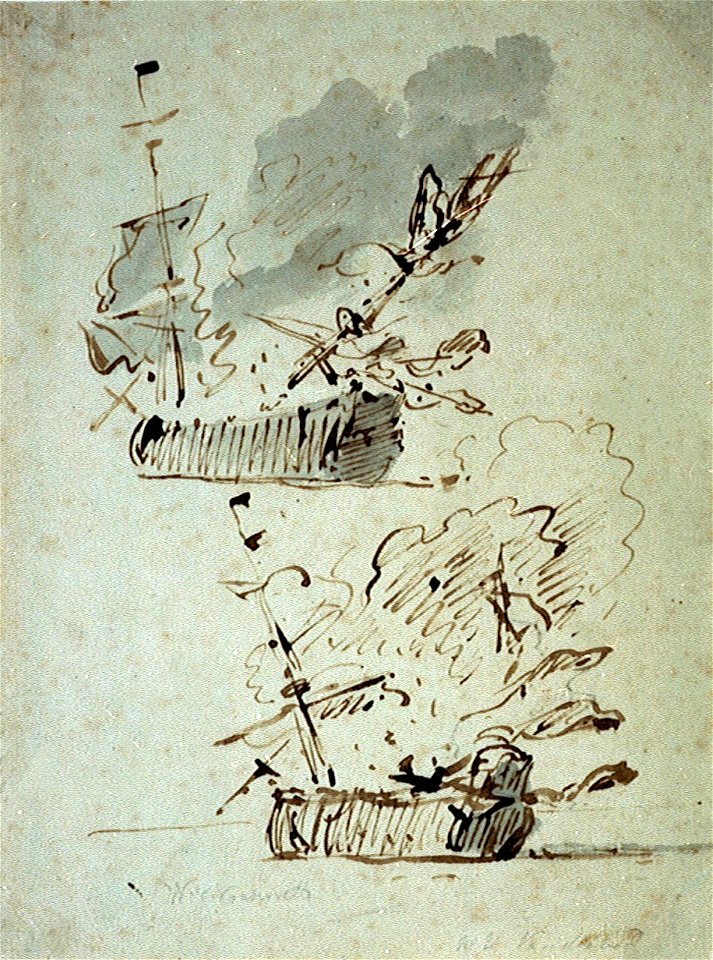 A ship in flames RMG PW6948