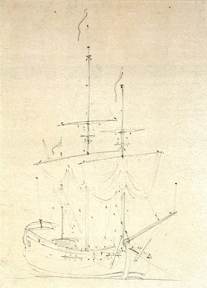 A small ship at anchor RMG PW7032