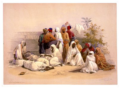 A slave market in Cairo-David Roberts. Free illustration for personal and commercial use.