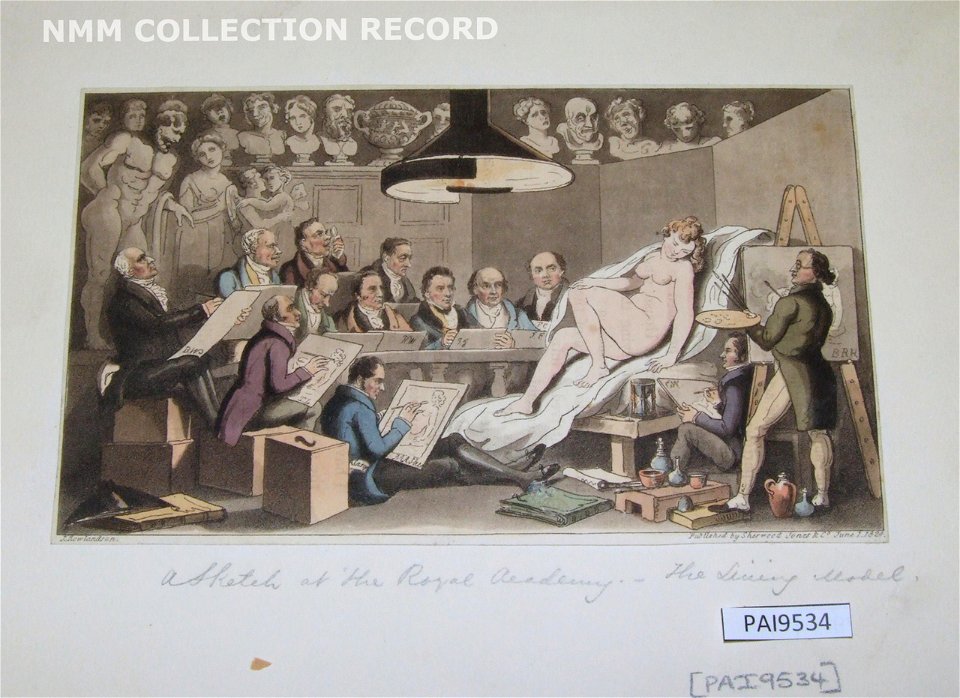 A Sketch at the Royal Academy - The Living Model (caricature) RMG RV6424