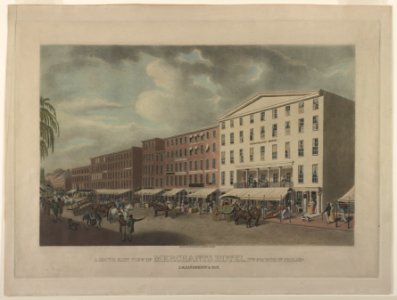 A south east view of Merchants Hotel, nth Fourth St. Philada, J.M. Sanderson & Son - drawn and engraved by J.R. Smith, Philada. LCCN2011661150