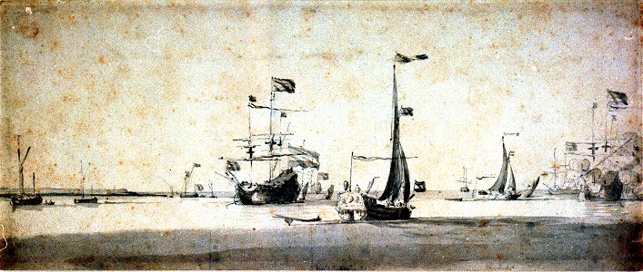 A States yacht joining the Dutch fleet at anchor RMG PW6764