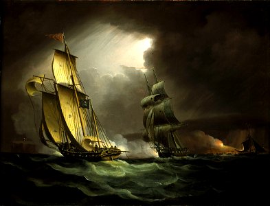 A Smuggling Lugger Chased by a Naval Brig RMG BHC1113