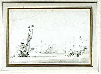 A States yacht making for Dutch ships at anchor RMG PU0714