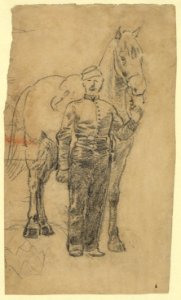 A soldier leading a horse LCCN2004660925
