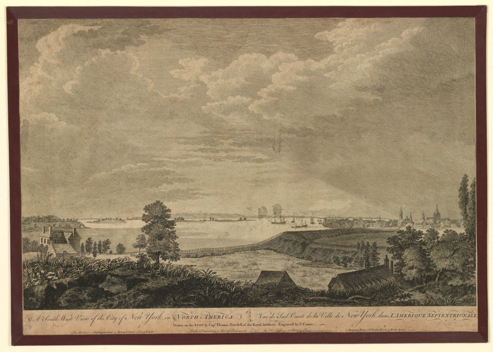 A south west view of the city of New York, in North America Vue de sud ouest de la ville de New York, dans l'Amerique Septentrionale - - drawn on the spot by Capt. Thomas Howdell, of the LCCN2004671511