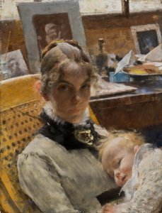 A Studio Idyll. The Artist's Wife and their Daughter (Carl Larsson) - Nationalmuseum - 24132
