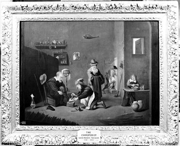 A surgeon removing a plaster from a man's foot. Oil painting Wellcome M0007648