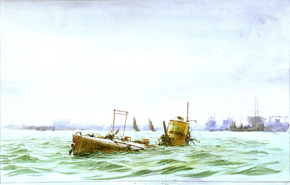 A surrendered and beached German submarine, Portsmouth RMG PW1866