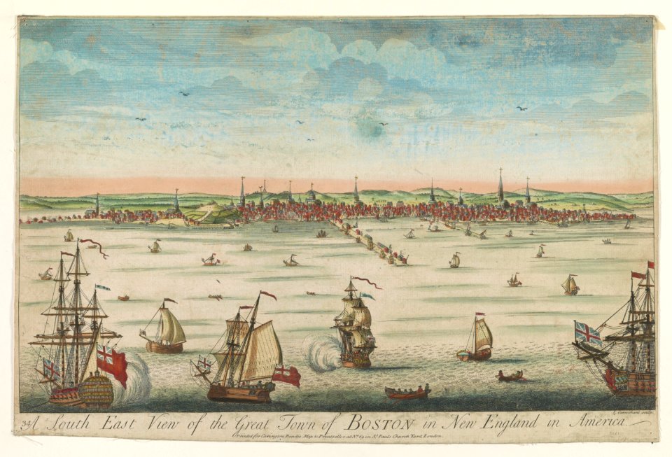 A south east view of the great town of Boston in New England in America - I. Carwitham sculp. LCCN2004671510