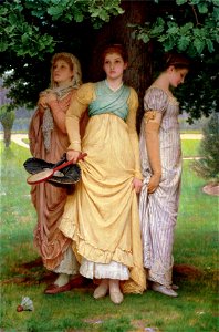 A Summer Shower, by Charles Edward Perugini. Free illustration for personal and commercial use.