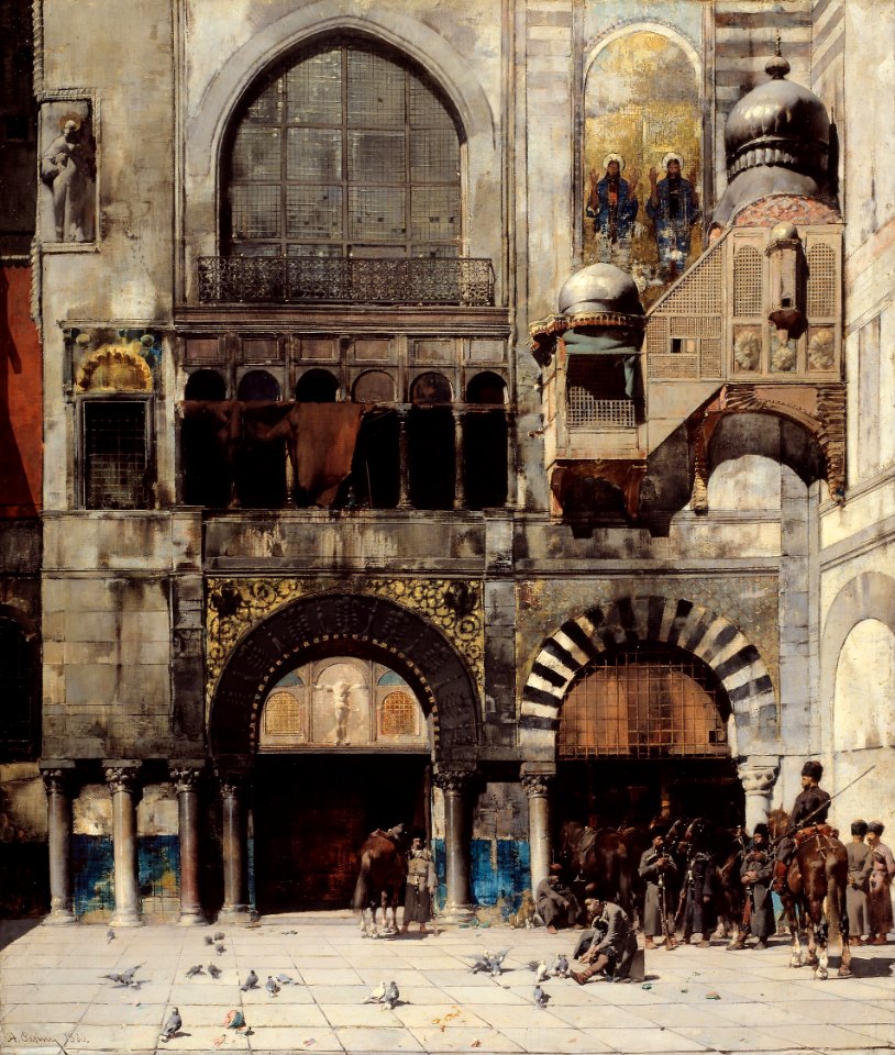 Alberto Pasini - Circassian Cavalry Awaiting their Commanding Officer at the Door of a Byzantine Monument, Memory of the Orient - 2003.48 - Art Institute of Chicago