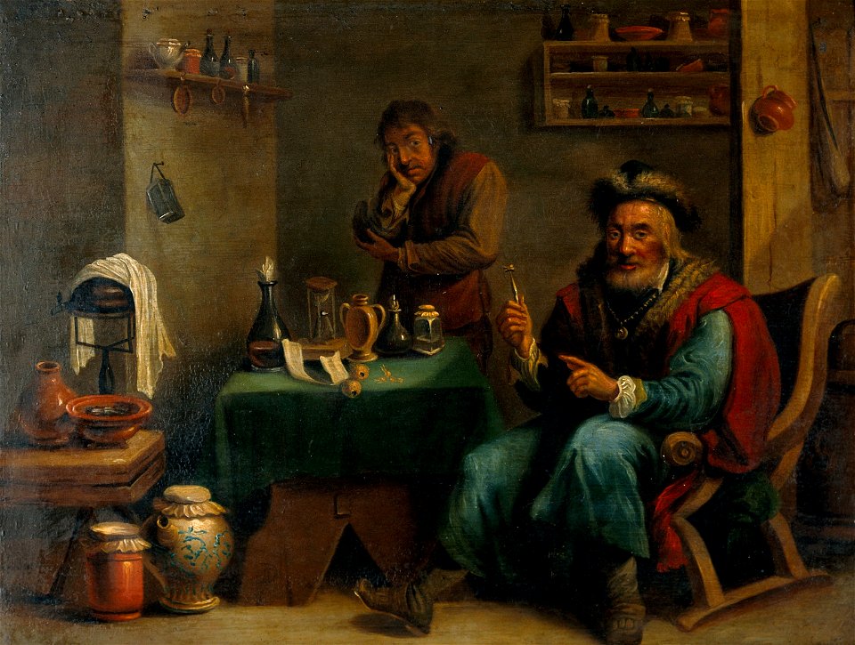 A surgeon who has extracted a tooth. Oil painting after Davi Wellcome V0017168