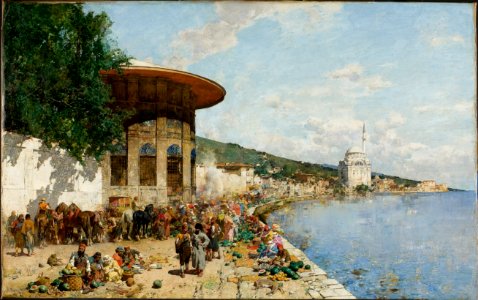 Alberto Pasini - Market Day in Constantinople - Google Art Project