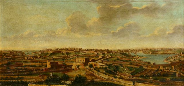 Alberto Pullicino - Valletta from the countryside in front of Floriana - U-341-5 - Auckland Art Gallery