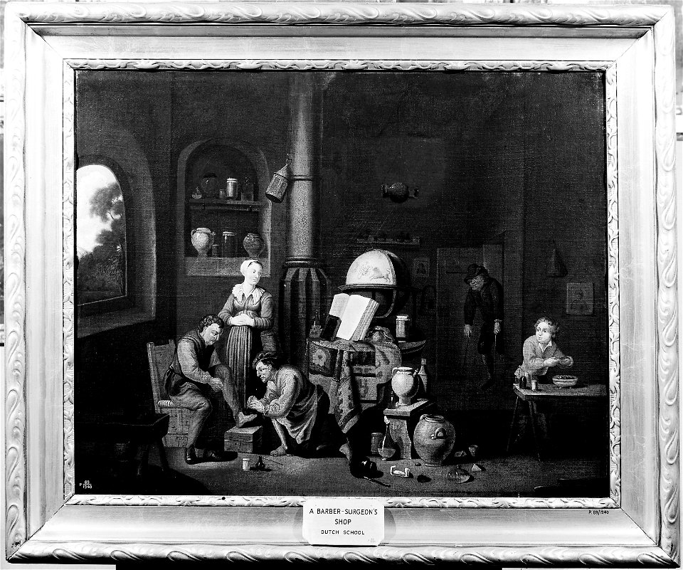 A surgeon treating an injury to a man's foot. Oil painting b Wellcome M0007659