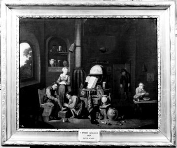 A surgeon treating an injury to a man's foot. Oil painting b Wellcome M0007659