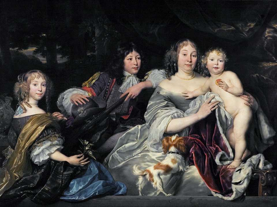 Albertine Agnes, Princes of Oranje, with her three children, by Abraham van den Tempel