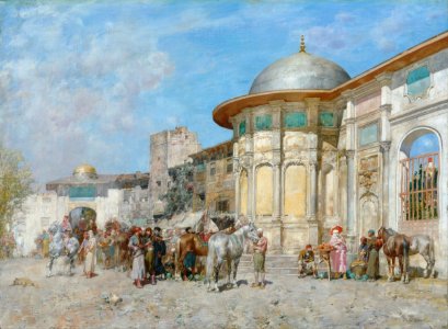 Alberto Pasini - Horse market, Syria - Google Art Project