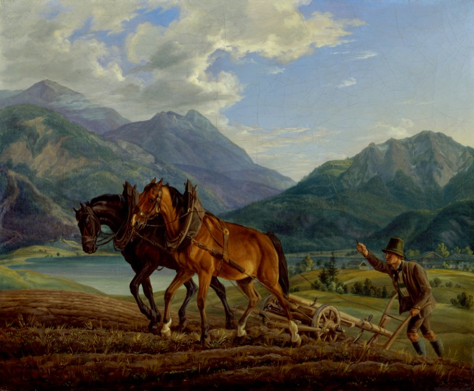 Albrecht Adam - Gebirgslandschaft mit pflügendem Bauern - G 303 - Lenbachhaus