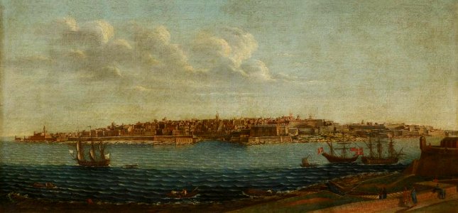 Alberto Pullicino - Valletta from Marsamxett looking over Fort Manoel - U-341-4 - Auckland Art Gallery