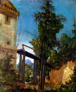 Albrecht Altdorfer - Landschaft mit einem Steg