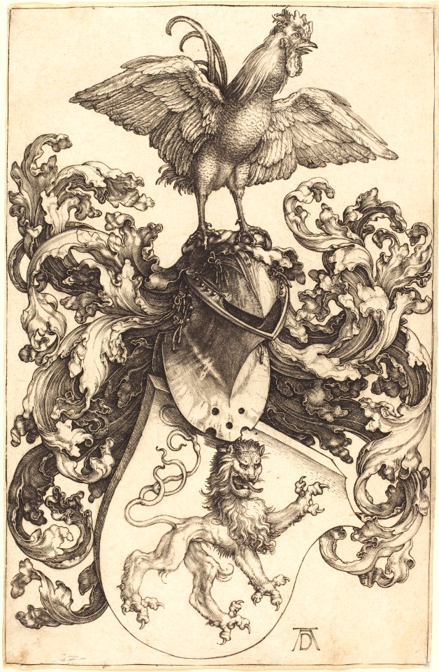 Albrecht Dürer - Coat of Arms with a Lion and a Cock (NGA 1949.1.13)