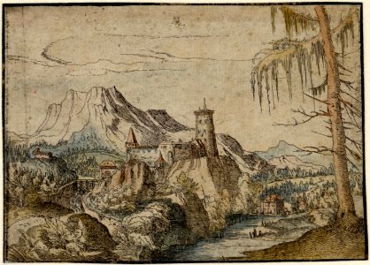 Albrecht Altdorfer - Landscape with a Big Castle (hand-coloured) Albertina DG1926-1780