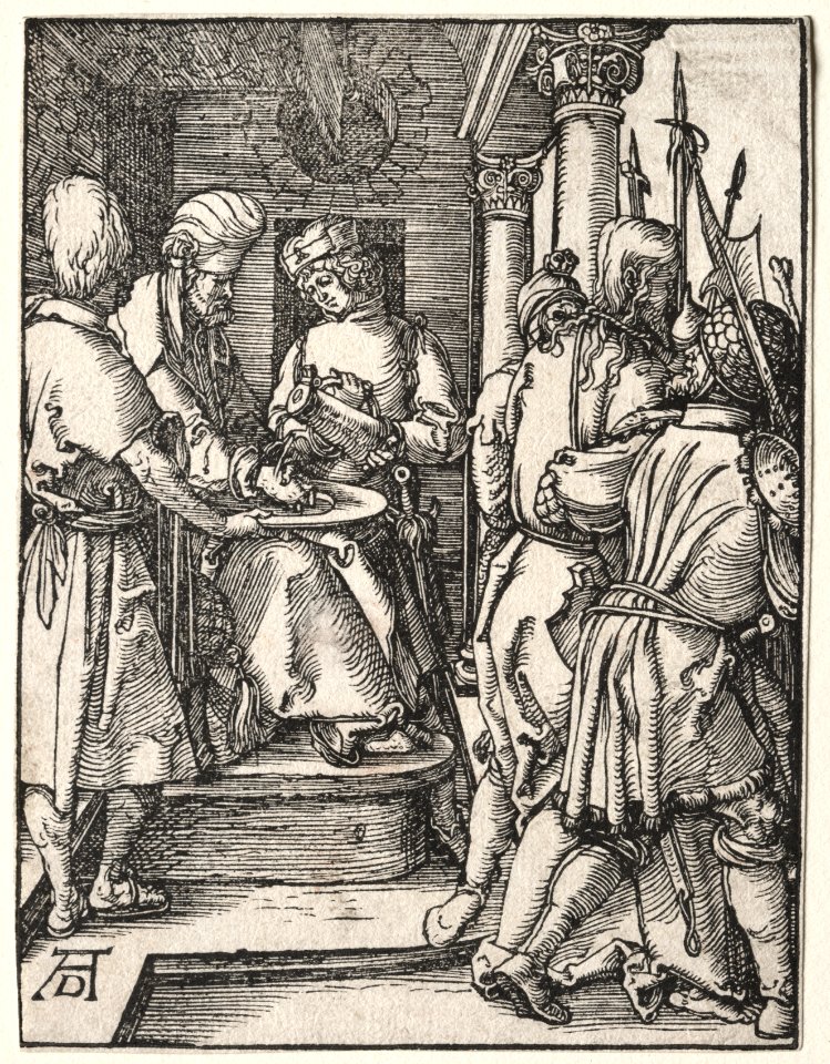Albrecht Dürer (German, 1471-1528) - The Small Passion, Pilate Washing His Hands - 1951.463 - Cleveland Museum of Art