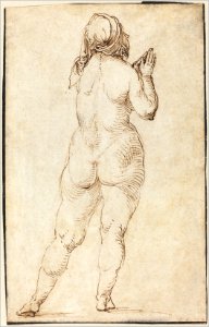 Albrecht Dürer - Female Nude Praying. Free illustration for personal and commercial use.