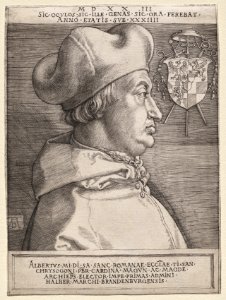 Albrecht Dürer (German, 1471-1528) - Cardinal Albrecht of Brandenburg - the Large Plate - 1950.498 - Cleveland Museum of Art
