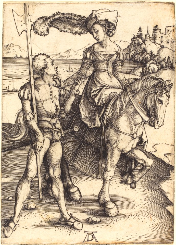 Albrecht Dürer - Lady on Horseback and the Lansquenet (NGA 1943.3.3463)