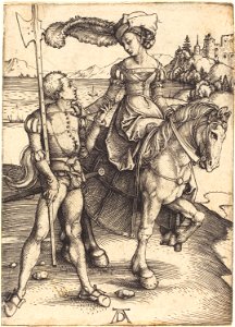 Albrecht Dürer - Lady on Horseback and the Lansquenet (NGA 1943.3.3463)