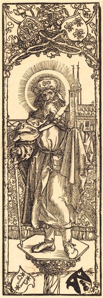 Albrecht Dürer - Saint Sebaldus Standing on a Column (NGA 1943.3.3571) (cropped)