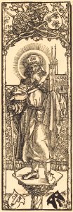 Albrecht Dürer - Saint Sebaldus Standing on a Column (NGA 1943.3.3571) (cropped)