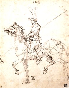 Albrecht Dürer - Lancer on Horseback - Google Art Project. Free illustration for personal and commercial use.
