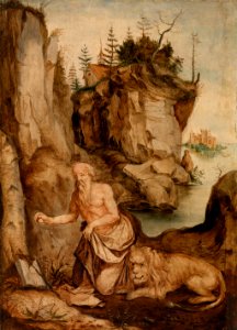 Albrecht Dürer - Saint Jerome and the Lion - BF804 - Barnes Foundation. Free illustration for personal and commercial use.