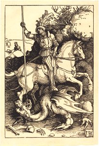 Albrecht Dürer - Saint George Killing the Dragon (NGA 1943.3.3597). Free illustration for personal and commercial use.