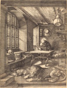 Albrecht Dürer - Saint Jerome in His Study (NGA 1943.3.3524). Free illustration for personal and commercial use.