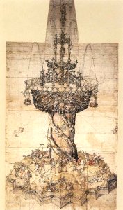 Albrecht Dürer - Sketch of a Table Fountain - WGA7082. Free illustration for personal and commercial use.