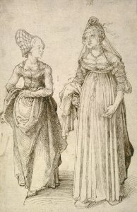 Albrecht Dürer - Lady in Venetian Dress Contrasted with a Nuremberg Hausfrau - Google Art Project